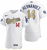 Dodgers 14 Enrique Hernandez White Gold Nike 2020 World Series Champions Flexbase Jersey Dzhi,baseball caps,new era cap wholesale,wholesale hats